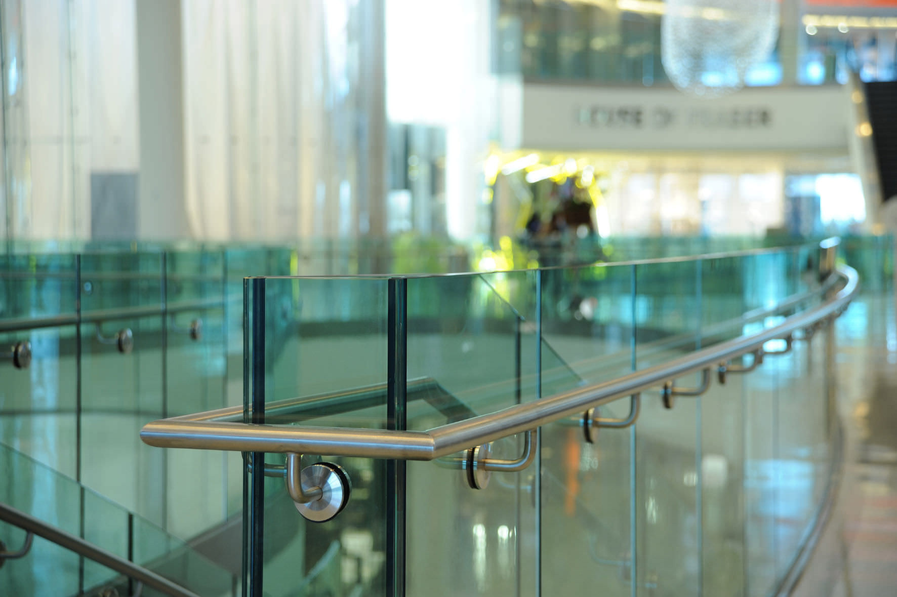 glass staircase railing detail				